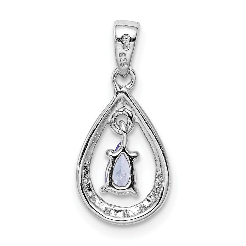 Sterling Silver Rhodium-plated Tanzanite & Diamond Pendant QDX958