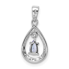Sterling Silver Rhodium-plated Tanzanite & Diamond Pendant QDX958