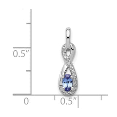 Sterling Silver Rhodium-plated Tanzanite & Diamond Pendant QDX962