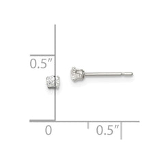 QE1000 Sterling Silver Polished Children's 2.5mm Round Snap Set CZ Stud Earrings
