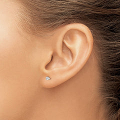 QE1001 Sterling Silver Polished Children's 3mm Round Snap Set CZ Stud Earrings