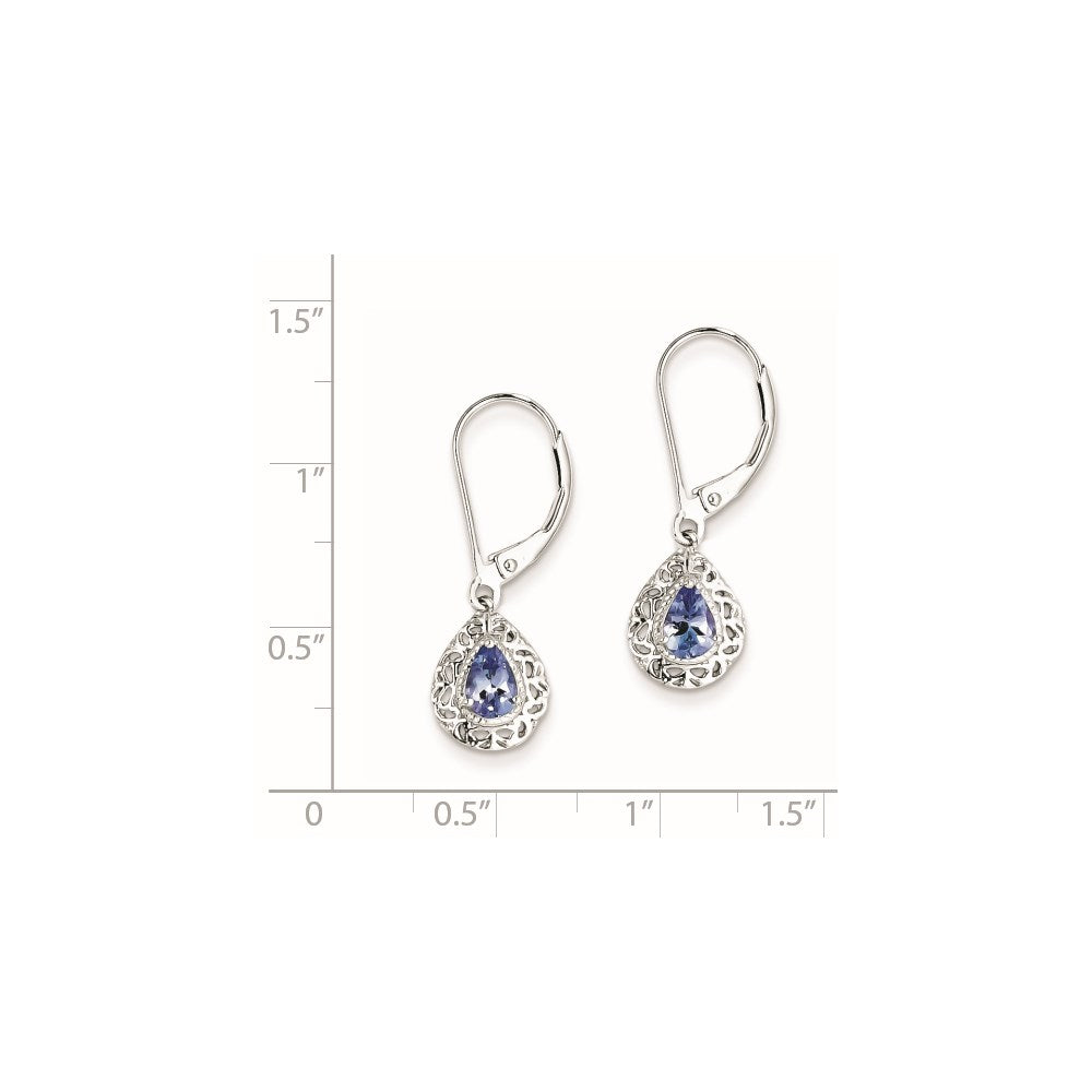 QE10017TZ Sterling Silver Rhodium-plated Tanzanite Lever Back Earrings