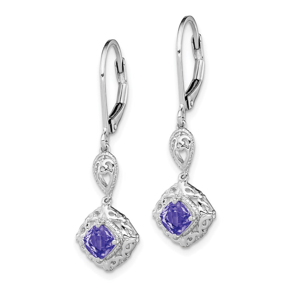QE10020TZ Sterling Silver Rhodium-plated Tanzanite Lever Back Earrings