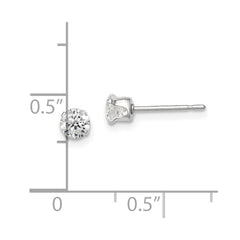 QE1003 Sterling Silver 4mm Round Snap Set CZ Stud Earrings