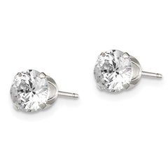 QE1004 Sterling Silver 5mm Round Snap Set CZ Stud Earrings