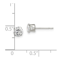 QE1004 Sterling Silver 5mm Round Snap Set CZ Stud Earrings