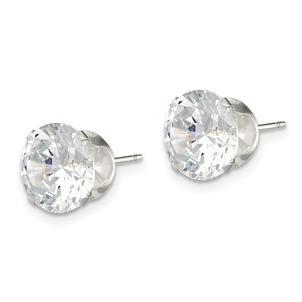 QE1008 Sterling Silver 9mm Round Snap Set CZ Stud Earrings