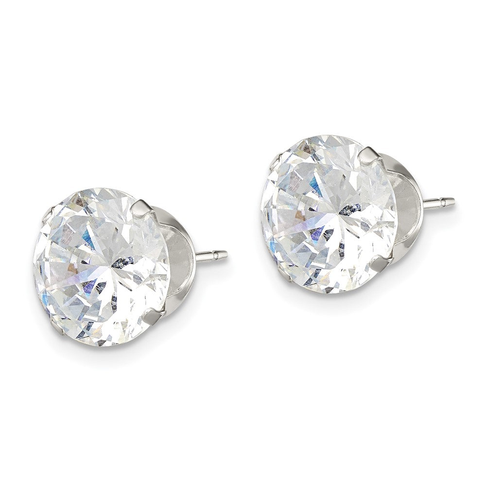 QE1009 Sterling Silver 10mm Round Snap Set CZ Stud Earrings