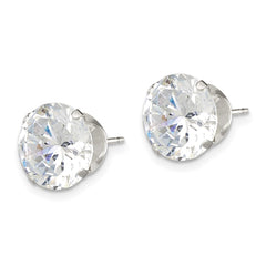 QE1009 Sterling Silver 10mm Round Snap Set CZ Stud Earrings