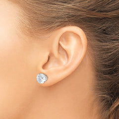 QE1009 Sterling Silver 10mm Round Snap Set CZ Stud Earrings