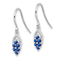 QE10101S Sterling Silver Rhodium Diamond & Sapphire Shepherd Hook Earrings