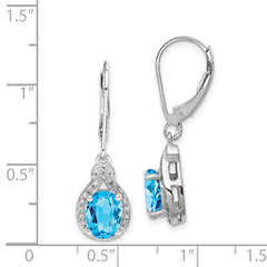 QE10141BT Sterling Silver Rhodium-plated Diamond and Blue Topaz Earrings