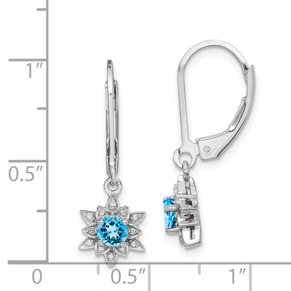 QE10157BT Sterling Silver Rhodium-plated Diamond and Blue Topaz Earrings