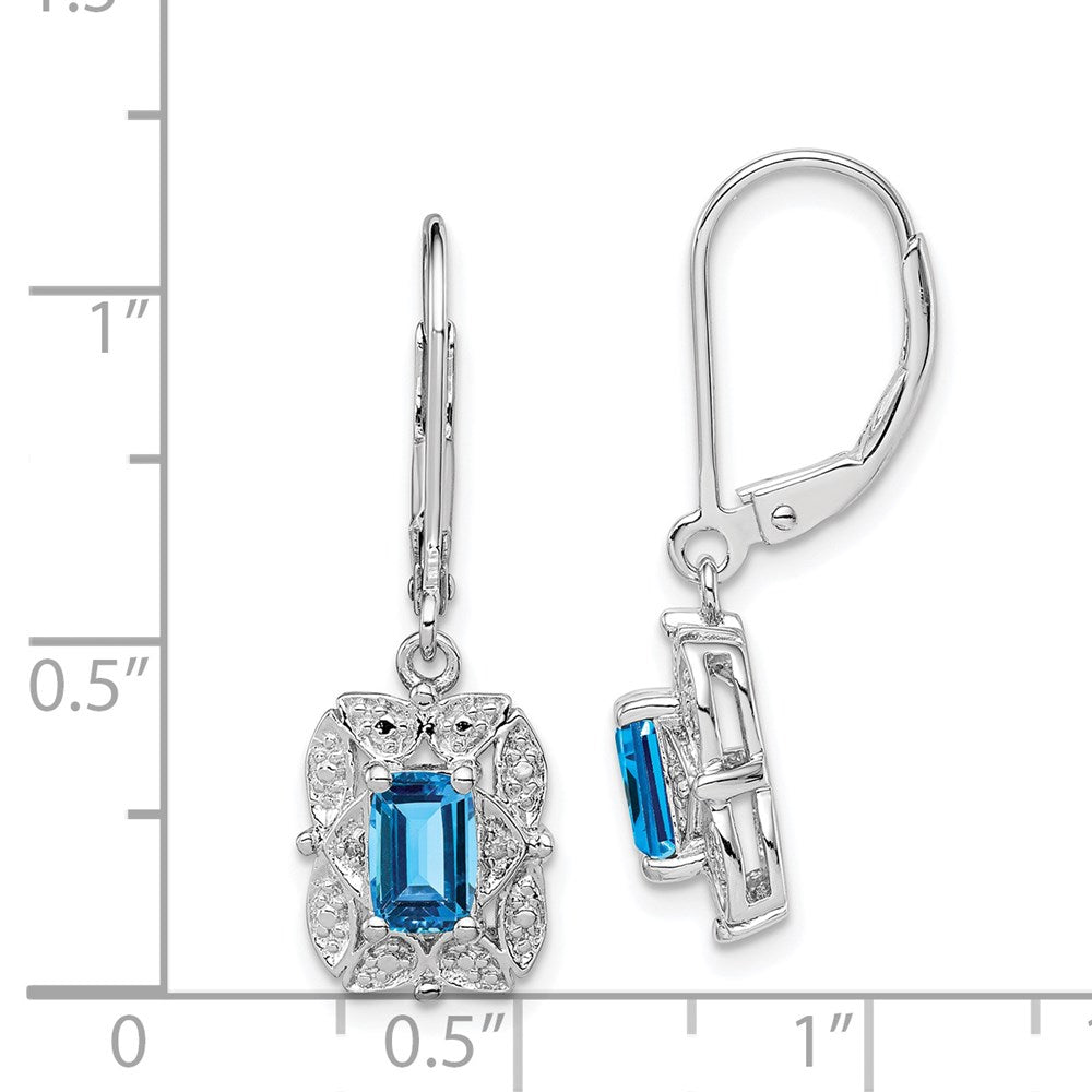 QE10165BT Sterling Silver Rhodium-plated Diamond and Blue Topaz Earrings