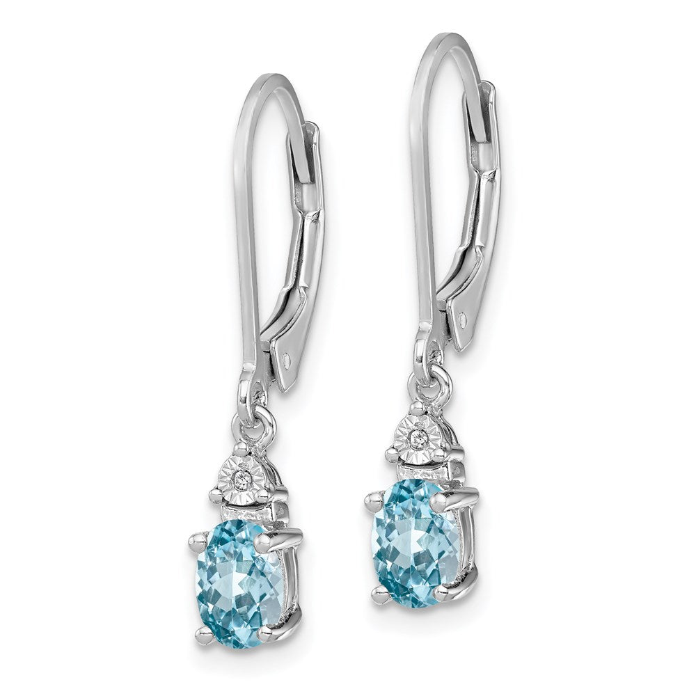 QE10173BT Sterling Silver Rhodium-plated Diamond and Blue Topaz Earrings