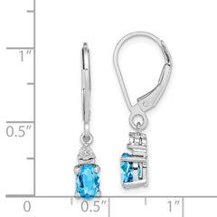 QE10173BT Sterling Silver Rhodium-plated Diamond and Blue Topaz Earrings