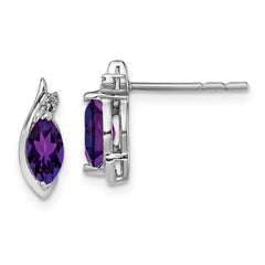 QE10175AM Sterling Silver Rhodium-plated Diamond and Amethyst Earrings