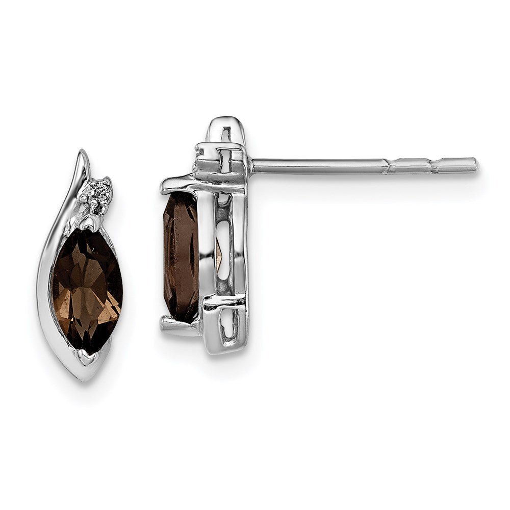 QE10175SQ Sterling Silver Rhodium-plated Diamond and Smoky Quartz Earrings