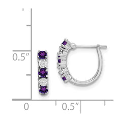 QE10209AM Sterling Silver Rhodium-plated Amethyst and Diamond Earrings