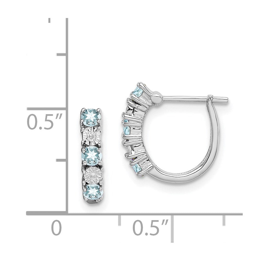 QE10209AQ Sterling Silver Rhodium-plated Aquamarine & Diamond Earrings