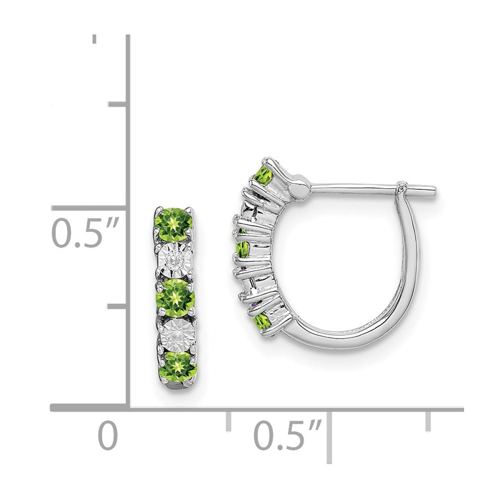 QE10209PE Sterling Silver Rhodium-plated Peridot and Diamond Earrings