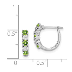 QE10209PE Sterling Silver Rhodium-plated Peridot and Diamond Earrings