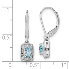 QE10215BT Sterling Silver Rhodium-plated Blue Topaz Diamond Earrings