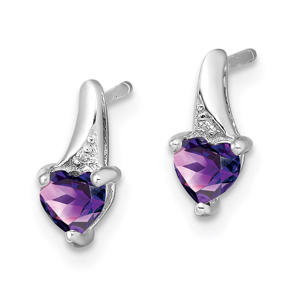 QE10217AM Sterling Silver Rhodium-plated Amethyst and Diamond Earrings