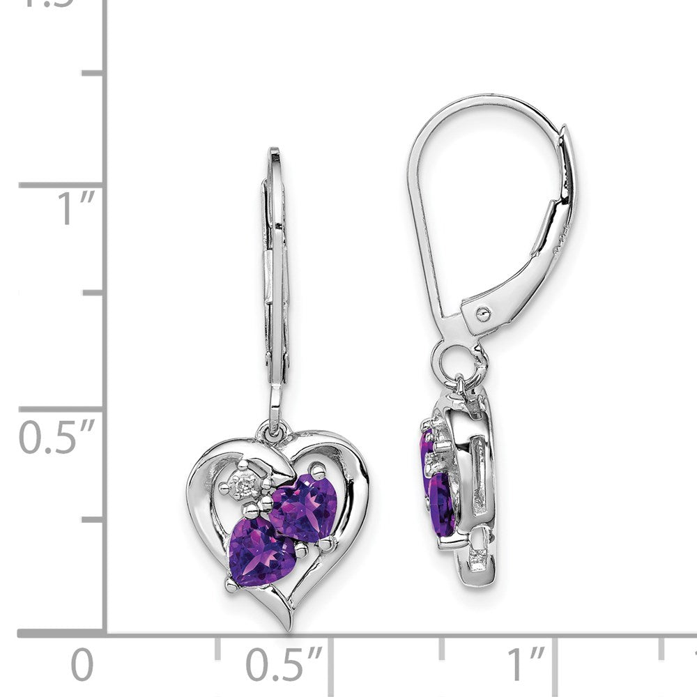 QE10257AM Sterling Silver Rhodium-plated Amethyst and Diamond Earrings