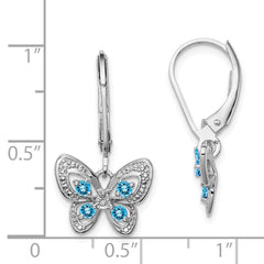 QE10263BT Sterling Silver Rhodium-plated Blue Topaz and Diamond Earrings