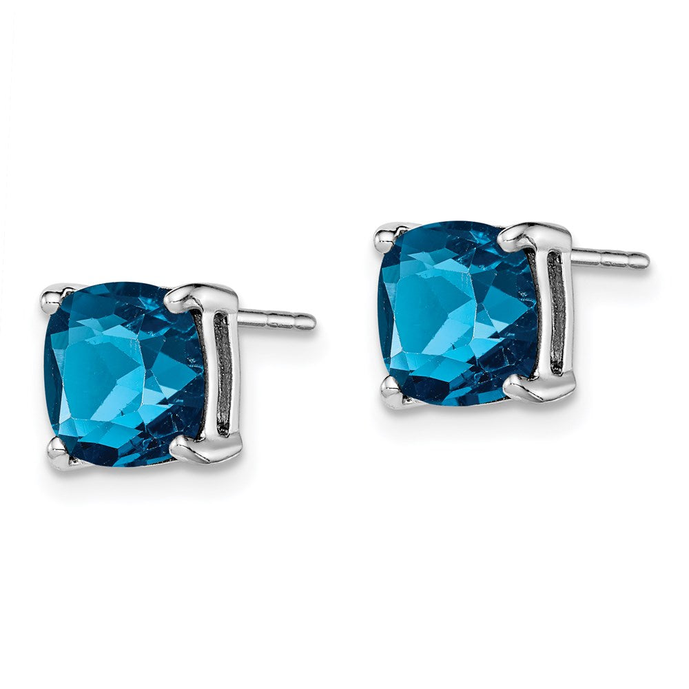 QE10322BT Sterling Silver Rhodium Plated London Blue Topaz Post Earrings