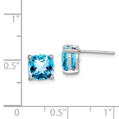 QE10322BT Sterling Silver Rhodium Plated London Blue Topaz Post Earrings