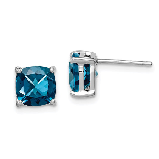 QE10322BT Sterling Silver Rhodium Plated London Blue Topaz Post Earrings