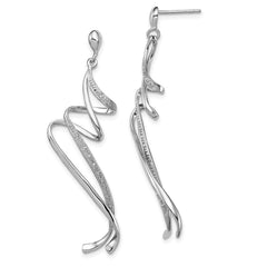 QE10600 Sterling Silver Rhodium Plated Diamond Swirl Post Dangle Earrings