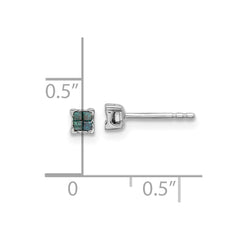 QE10762 White Night Sterling Silver Rhodium-plated Blue Diamond Post Stud Earrings