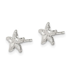 QE108 Sterling Silver Starfish Mini Earrings with D/C Center