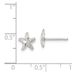 QE108 Sterling Silver Starfish Mini Earrings with D/C Center