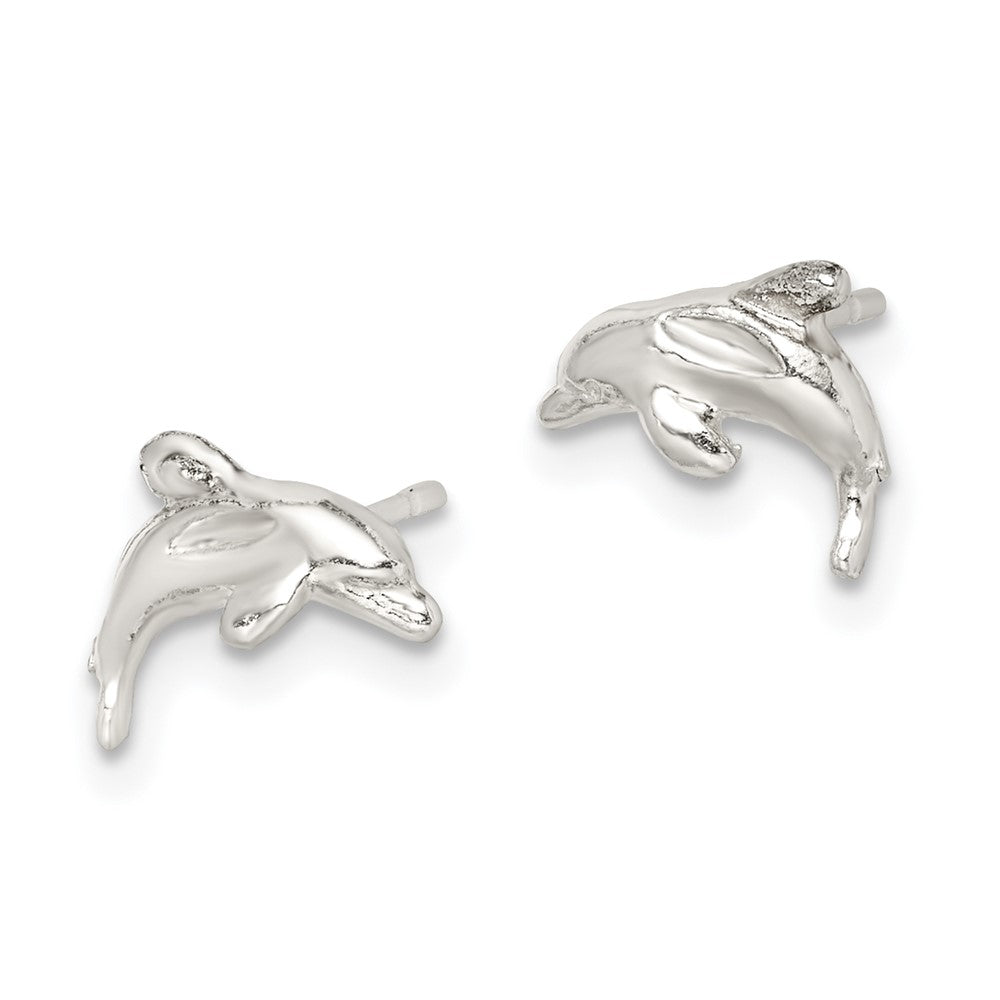 QE110 Sterling Silver Polished Dolphin Post Earrings
