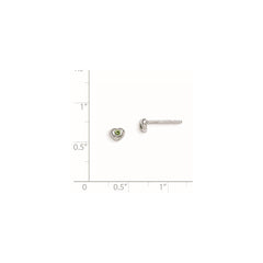 QE11248AUG Sterling Silver Madi K Rhodium-plated Polished August Light Green Preciosa Crystal Heart Children's Post Earrings