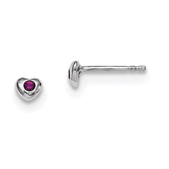 QE11248FEB Sterling Silver Madi K Rhodium-plated Polished February Purple Preciosa Crystal Heart Children's Post Earrings