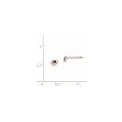 QE11248JAN Sterling Silver Madi K Rhodium-plated Polished January Red Preciosa Crystal Heart Children's Post Earrings