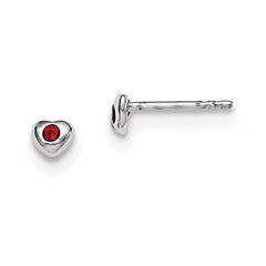 QE11248JAN Sterling Silver Madi K Rhodium-plated Polished January Red Preciosa Crystal Heart Children's Post Earrings