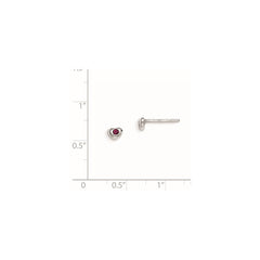 QE11248JUL Sterling Silver Madi K Rhodium-plated Polished July Red Preciosa Crystal Heart Children's Post Earrings
