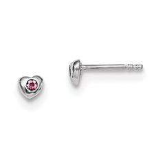QE11248JUN Sterling Silver Madi K Rhodium-plated Polished June Pink Preciosa Crystal Heart Children's Post Earrings
