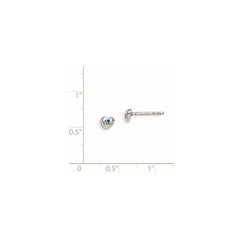 QE11248MAR Sterling Silver Madi K Rhodium-plated Polished March Light Blue Preciosa Crystal Heart Children's Post Earrings