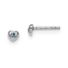 QE11248MAR Sterling Silver Madi K Rhodium-plated Polished March Light Blue Preciosa Crystal Heart Children's Post Earrings