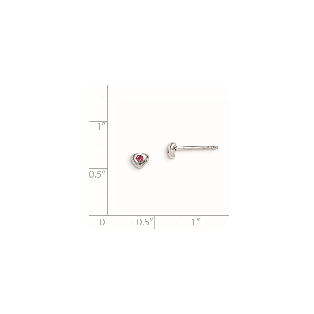 QE11248OCT Sterling Silver Madi K Rhodium-plated Polished October Pink Preciosa Crystal Heart Children's Post Earrings