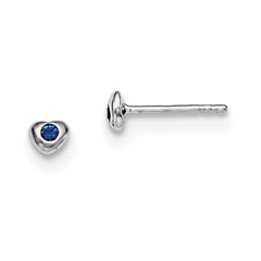 QE11248SEP Sterling Silver Madi K Rhodium-plated Polished September Blue Preciosa Crystal Heart Children's Post Earrings