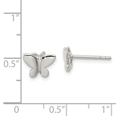 QE11251 Sterling Silver RH-plated Polished Butterfly Children's Post Earrings