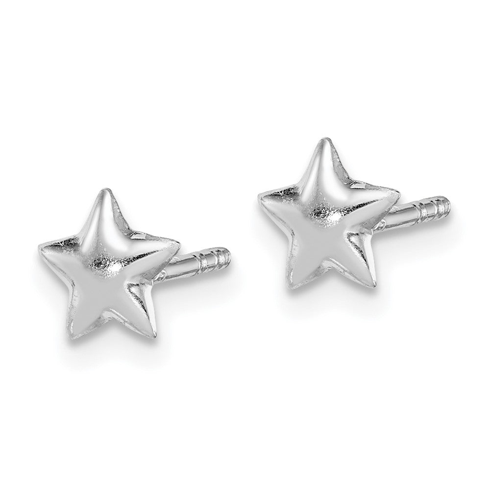 QE11252 Sterling Silver Rhodium-plated Polished Star Children's Post Earrings